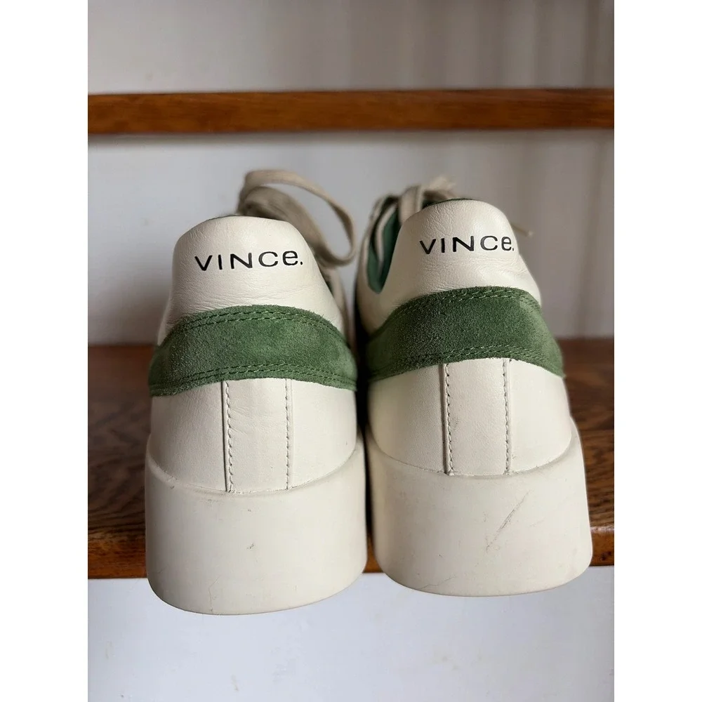 Vince Benfield Platform Leather Suede Sneakers Green Off White US 11M EUR 42 EUC